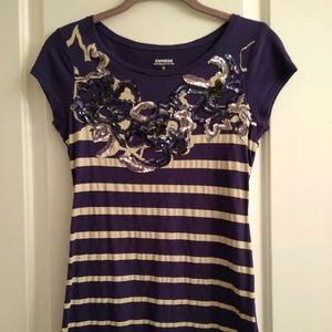 Express short sleeve sequin top XS